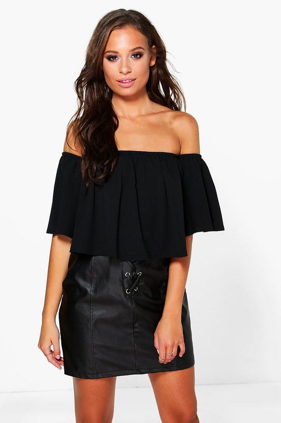 Lacey Flared Sleeve Bardot Top